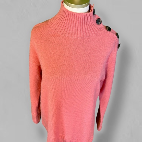 By Anthropologie ‘Margarita’ Button-Up Shoulder Tunic Sweater in Pink Sz XS - Picture 6 of 13